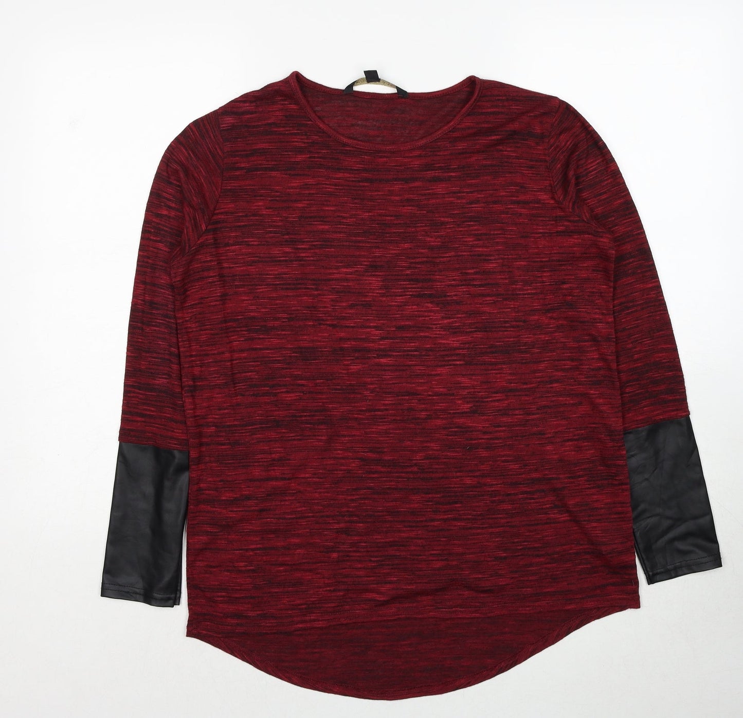 Rock & Rags Womens Red Geometric Polyester Basic Blouse Size M Round Neck