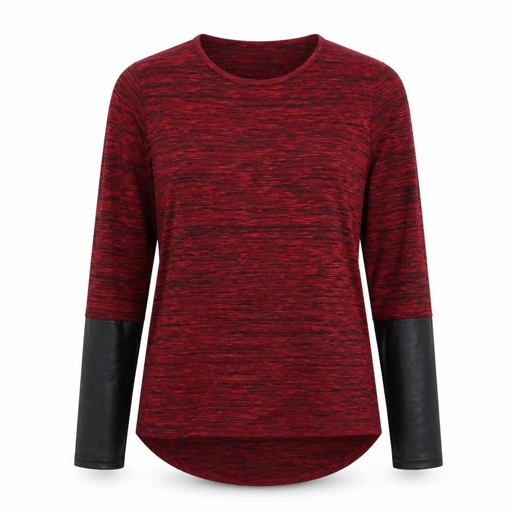 Rock & Rags Womens Red Geometric Polyester Basic Blouse Size M Round Neck