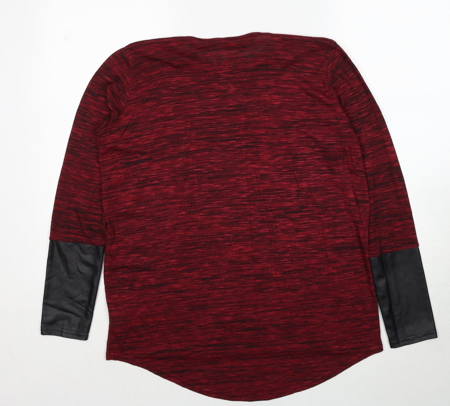 Rock & Rags Womens Red Geometric Polyester Basic Blouse Size M Round Neck