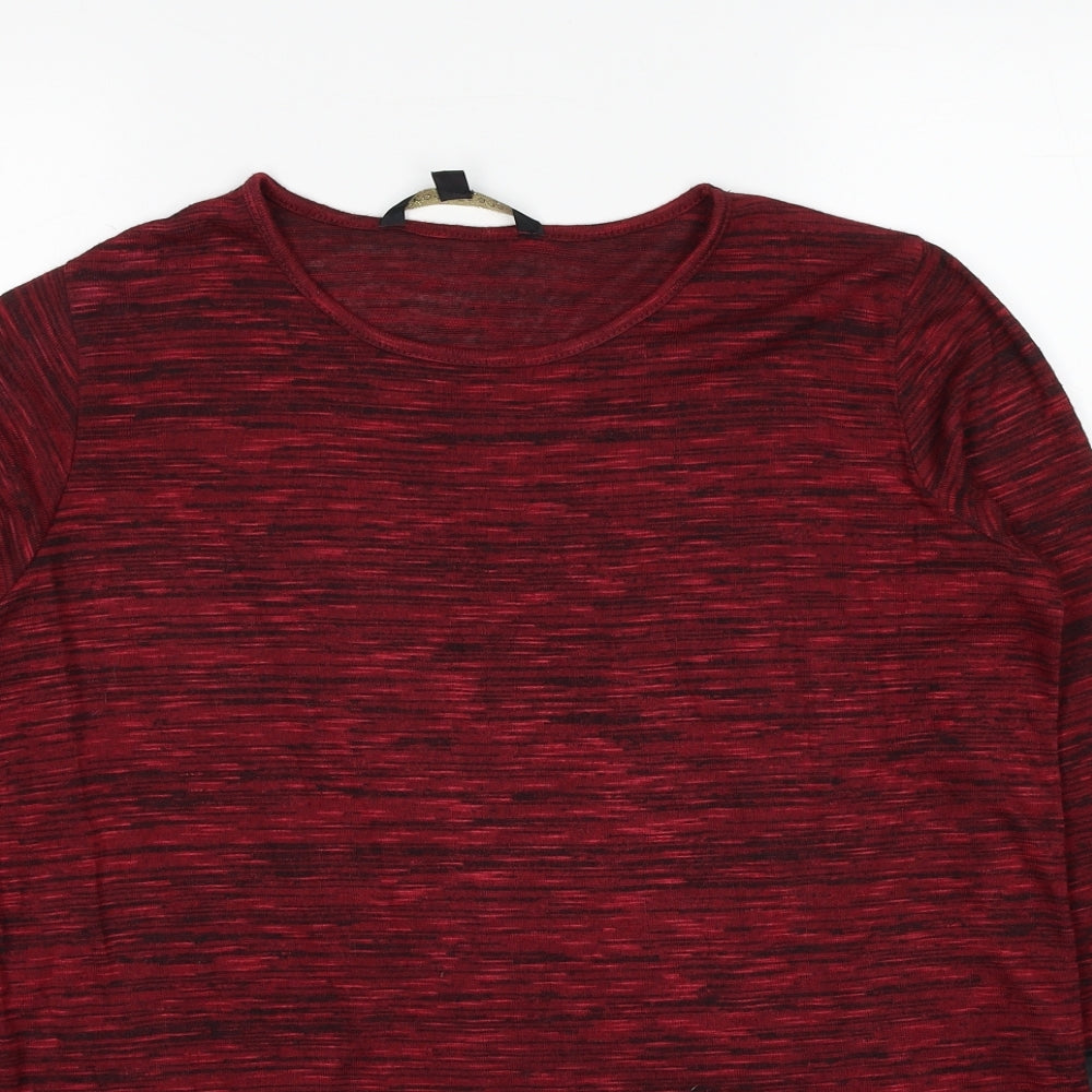 Rock & Rags Womens Red Geometric Polyester Basic Blouse Size M Round Neck