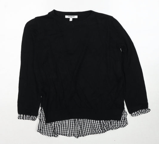 Sweewe Womens Black Round Neck Cotton Pullover Jumper Size S