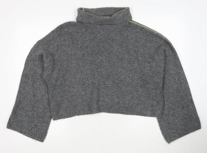 Topshop Womens Grey Roll Neck Acrylic Pullover Jumper Size 10