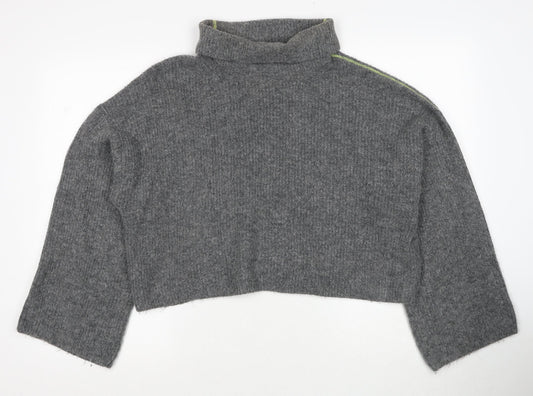 Topshop Womens Grey Roll Neck Acrylic Pullover Jumper Size 10