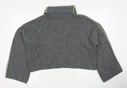 Topshop Womens Grey Roll Neck Acrylic Pullover Jumper Size 10