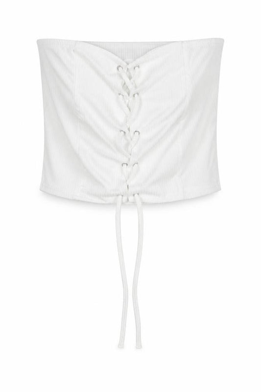 PRETTYLITTLETHING Womens White Polyester Cropped Tank Size 10 Off the Shoulder