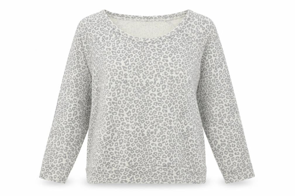 New Look Womens Grey Animal Print Polyester Pullover Sweatshirt Size 14 Pullover - Leopard Pattern