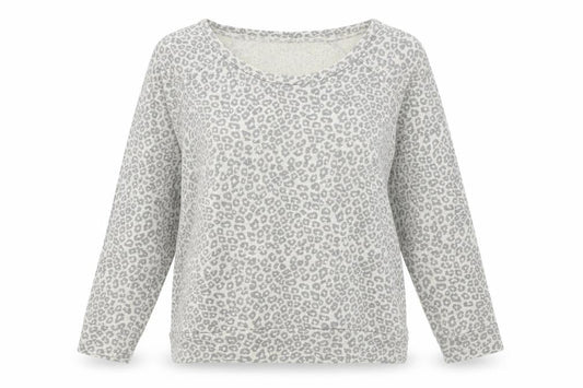 New Look Womens Grey Animal Print Polyester Pullover Sweatshirt Size 14 Pullover - Leopard Pattern