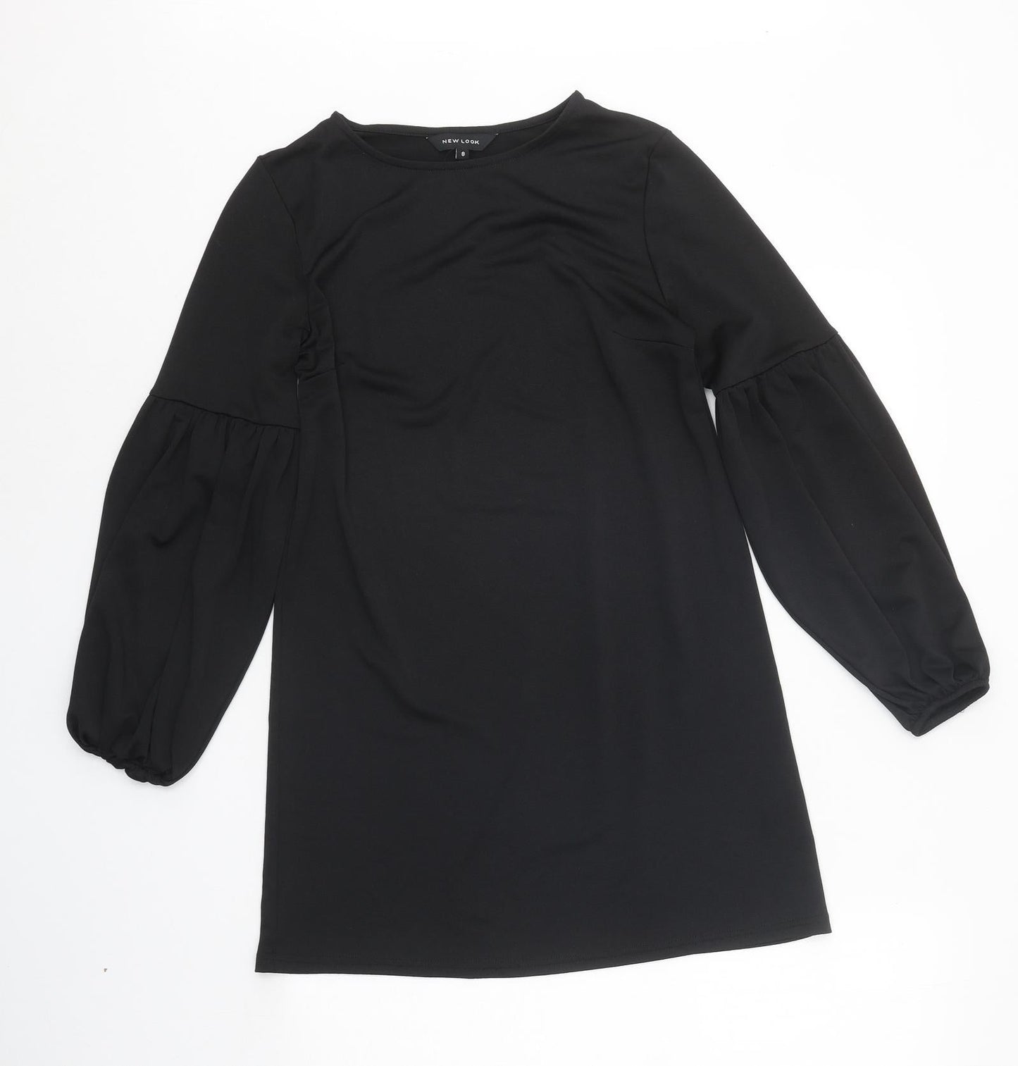 New Look Womens Black Polyester Jumper Dress Size 8 Round Neck Pullover