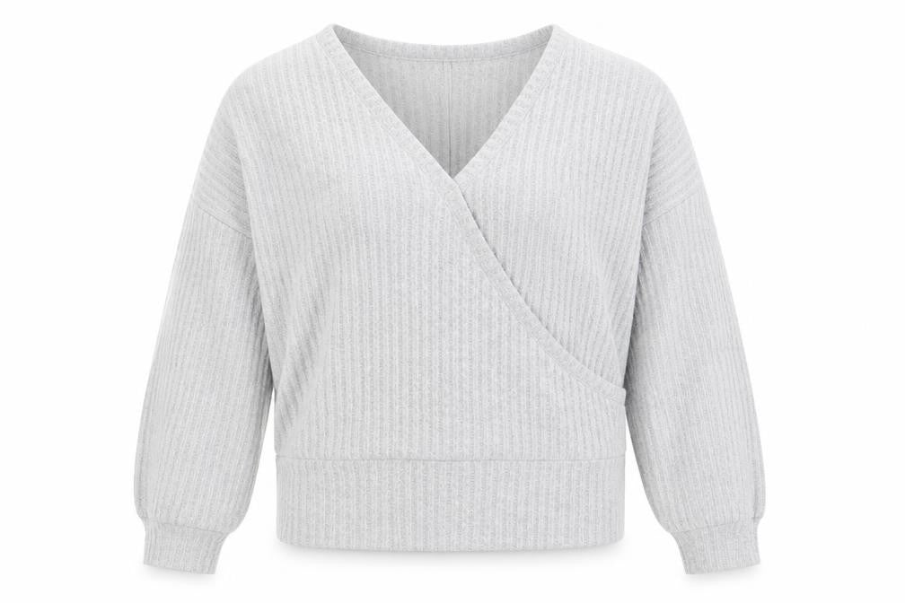 New Look Womens Grey V-Neck Polyester Pullover Jumper Size S