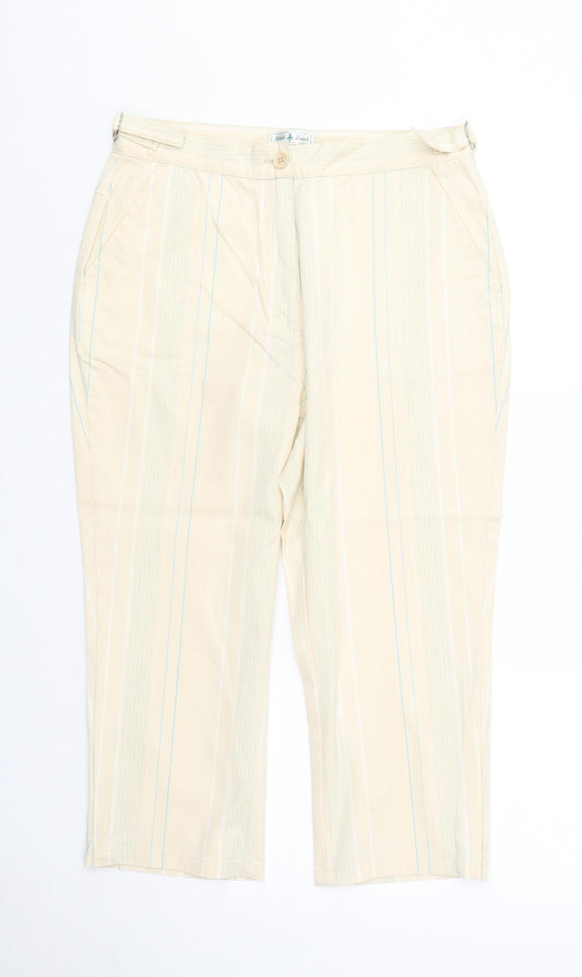 Green Lamb Womens Yellow Striped Polyester Trousers Size 10 Regular Button