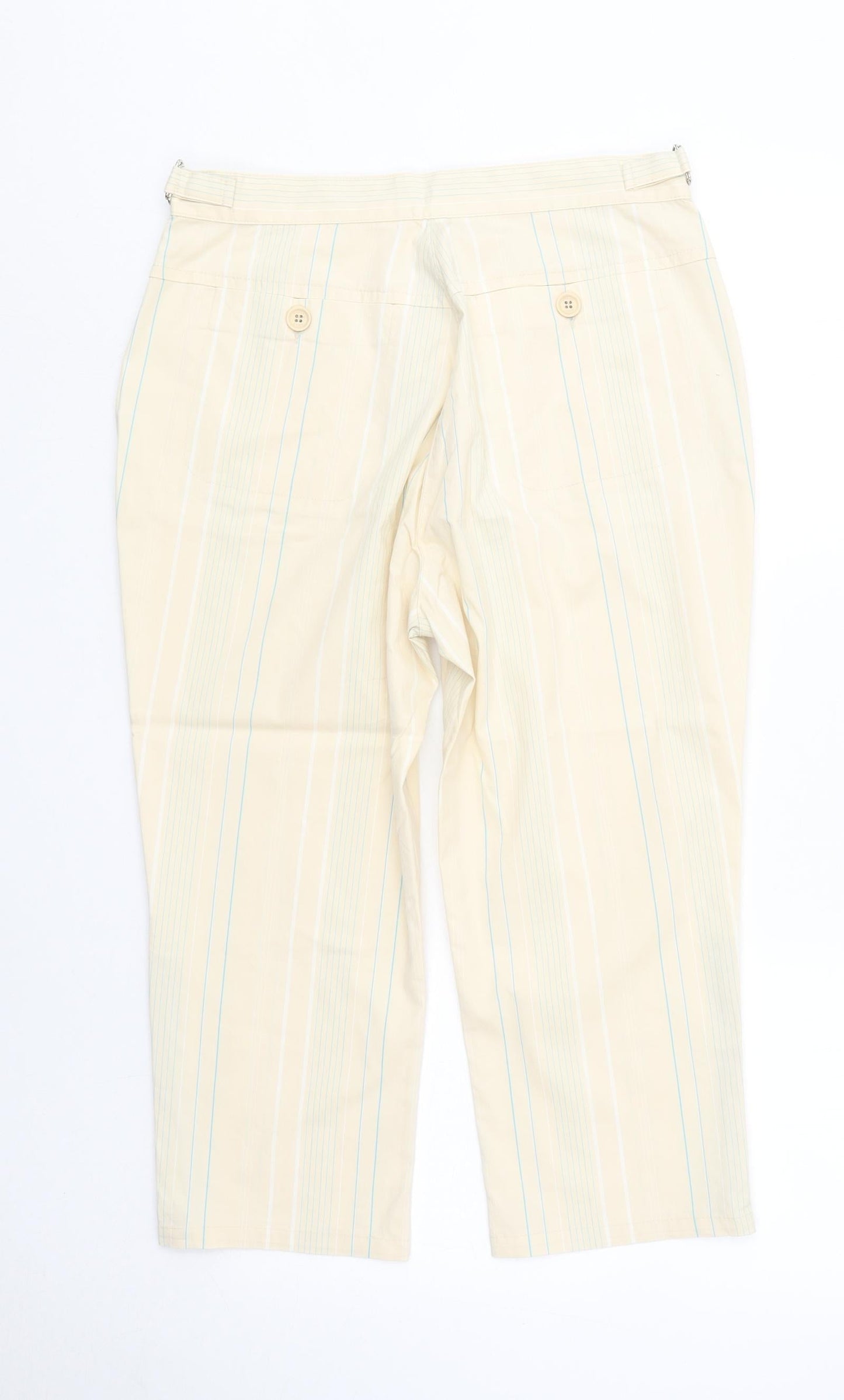 Green Lamb Womens Yellow Striped Polyester Trousers Size 10 Regular Button