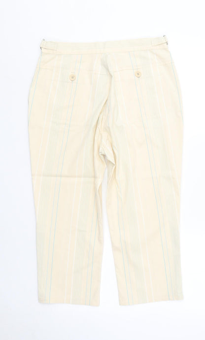 Green Lamb Womens Yellow Striped Polyester Trousers Size 10 Regular Button