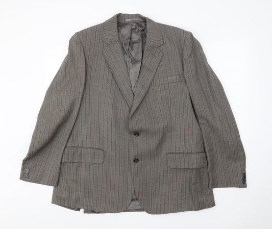 Keith Mallison Mens Grey Striped Wool Jacket Suit Jacket Size 40 Regular