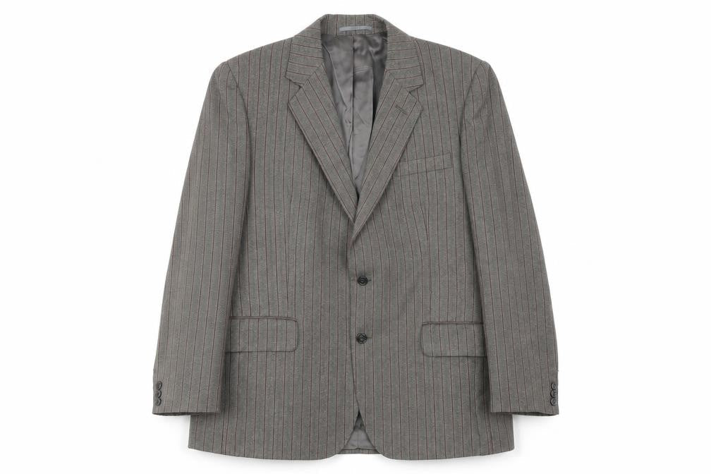Keith Mallison Mens Grey Striped Wool Jacket Suit Jacket Size 40 Regular