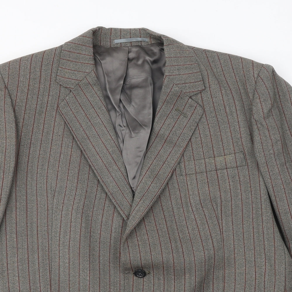 Keith Mallison Mens Grey Striped Wool Jacket Suit Jacket Size 40 Regular