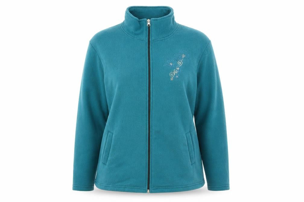 Anne De Lancay Womens Blue Jacket Size M Zip - Flower Detail