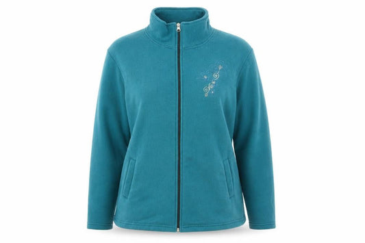 Anne De Lancay Womens Blue Jacket Size M Zip - Flower Detail