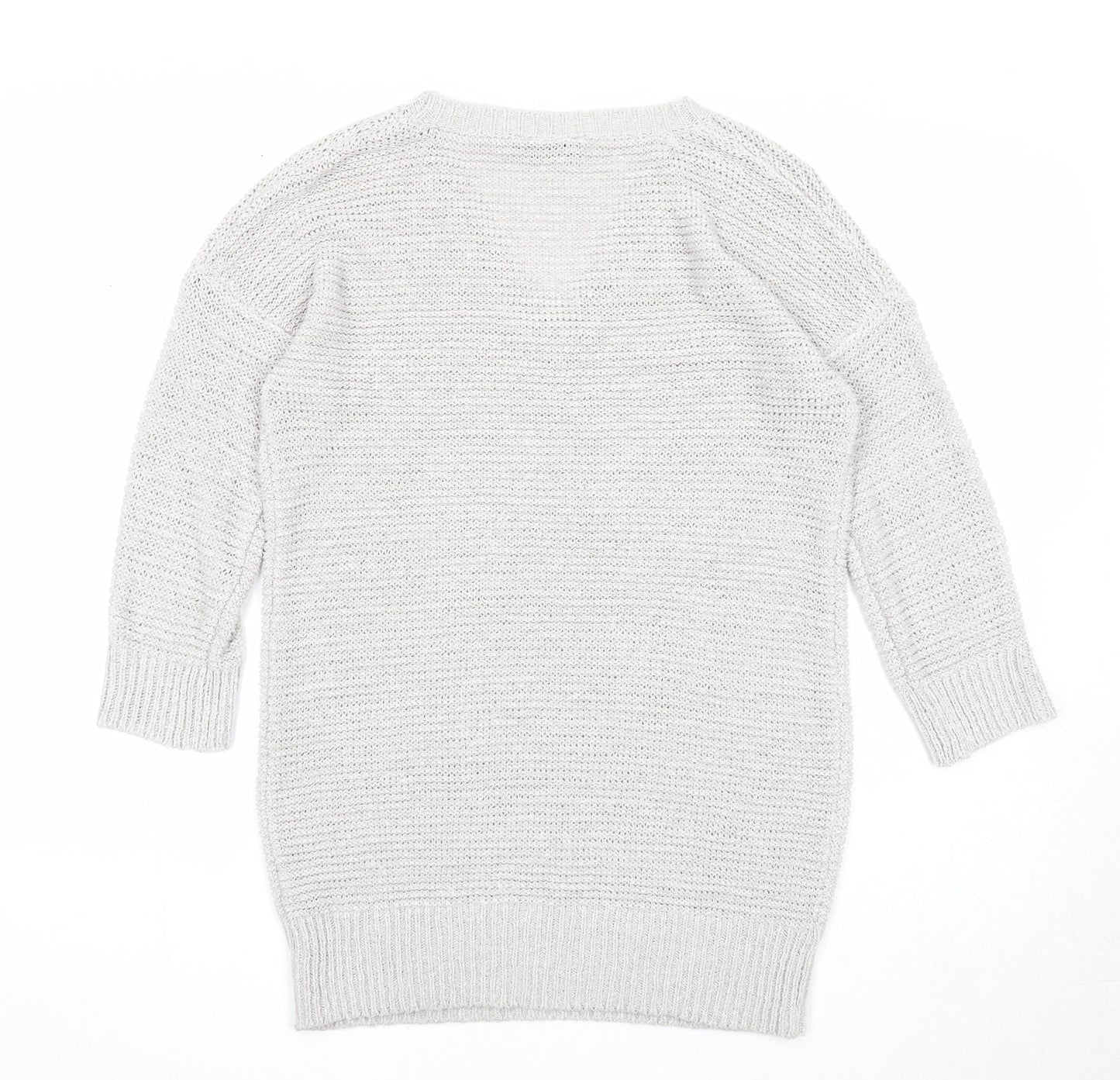 Wallis Womens Grey V-Neck Acrylic Pullover Jumper Size S