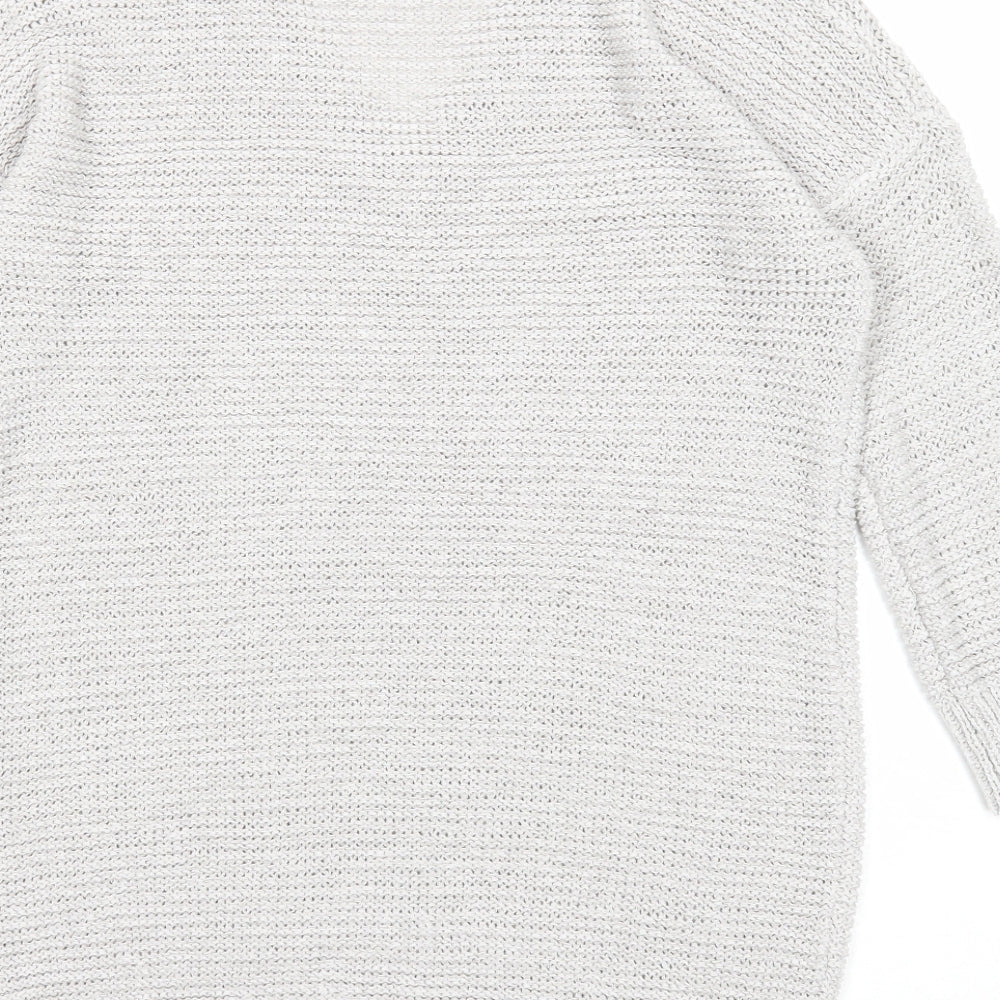 Wallis Womens Grey V-Neck Acrylic Pullover Jumper Size S