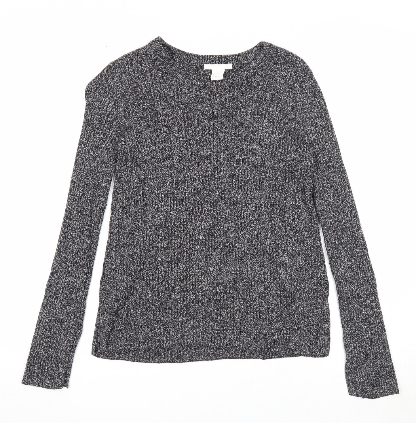 H&M Womens Black Round Neck Cotton Pullover Jumper Size XS