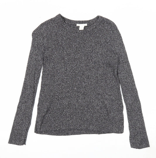 H&M Womens Black Round Neck Cotton Pullover Jumper Size XS