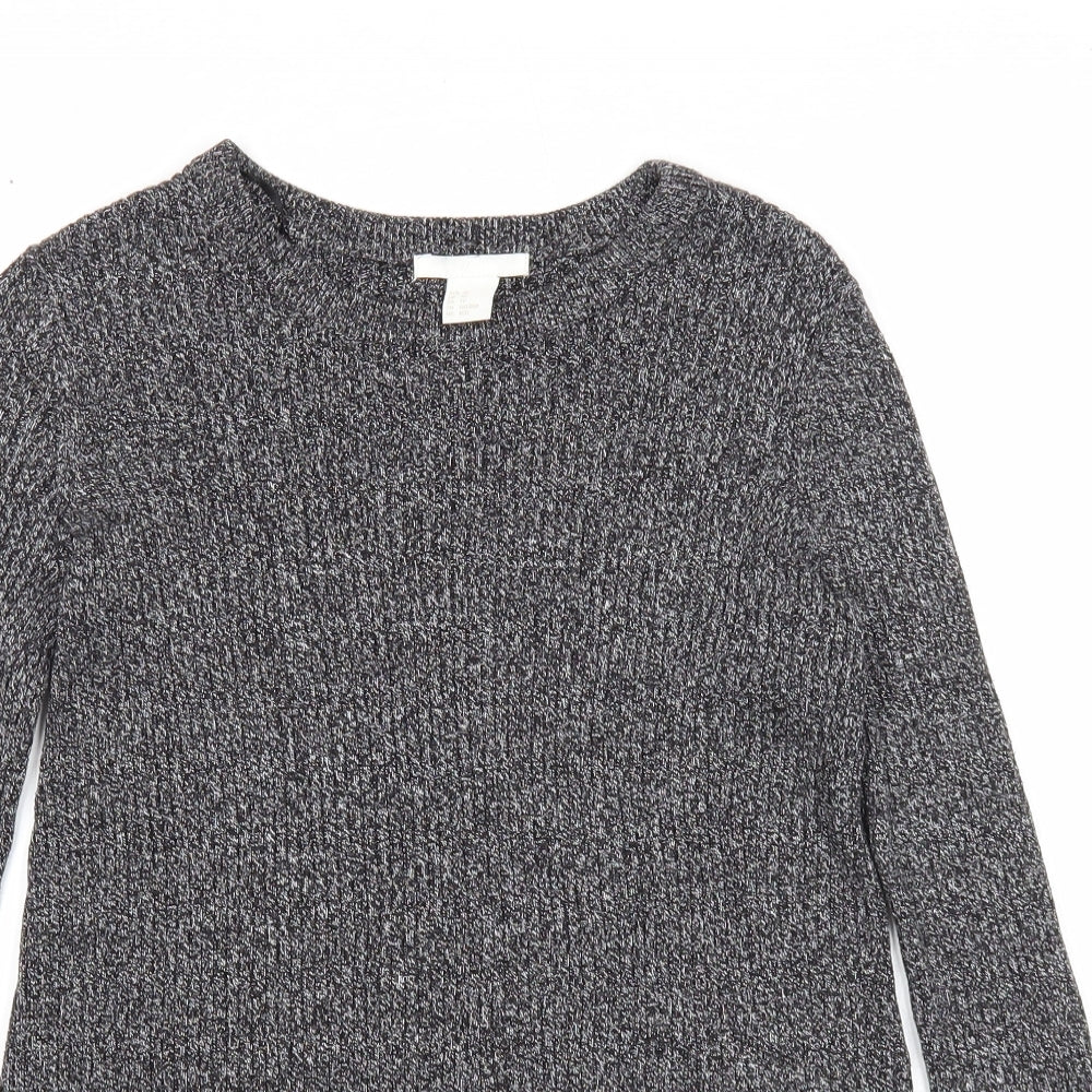 H&M Womens Black Round Neck Cotton Pullover Jumper Size XS