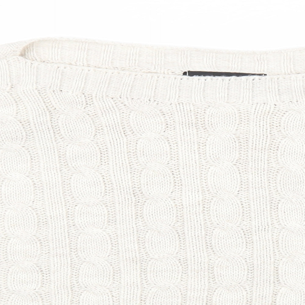 Cameo Rose Womens Beige Round Neck Acrylic Pullover Jumper Size S - Cropped
