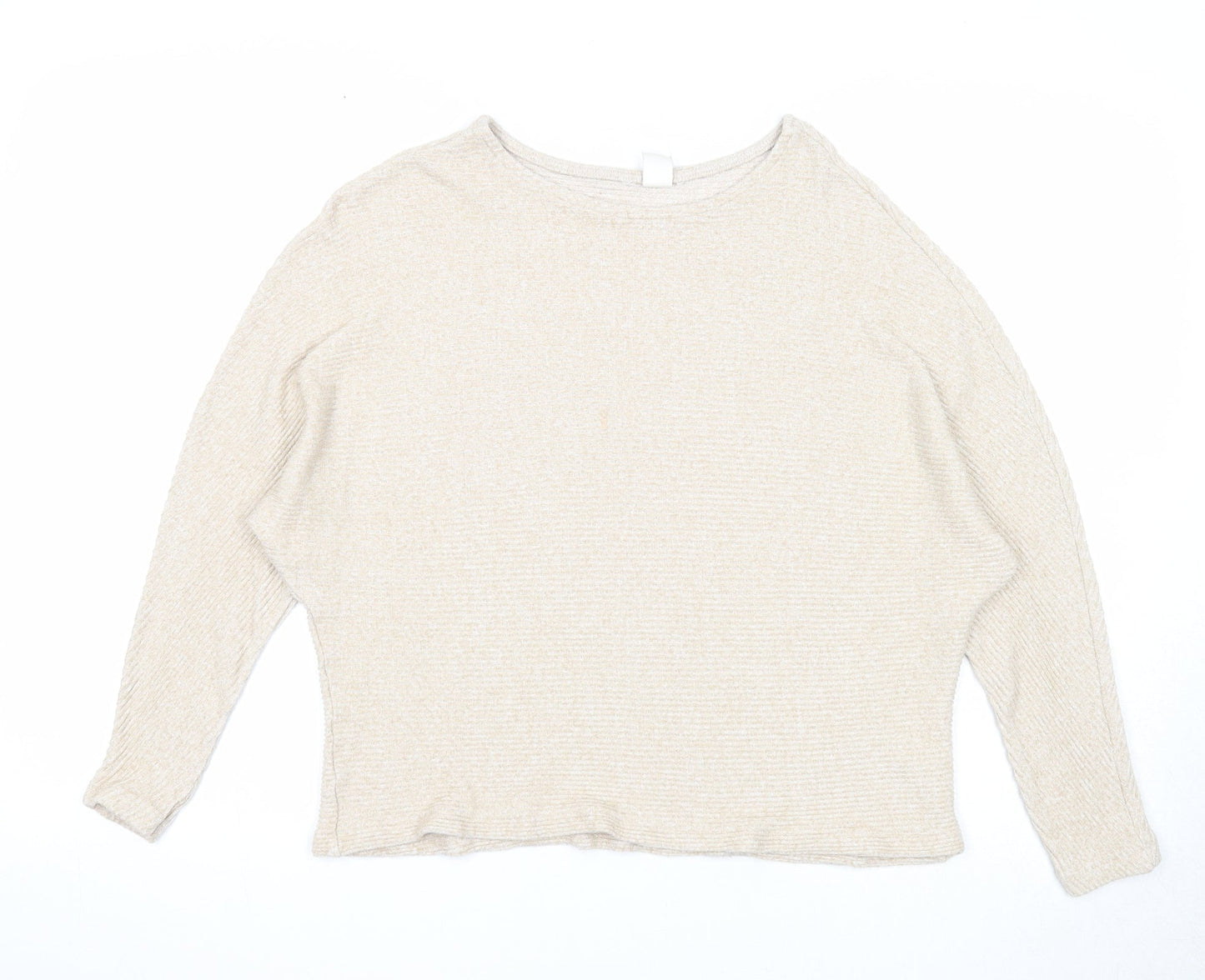 H&M Womens Beige Round Neck Viscose Pullover Jumper Size S