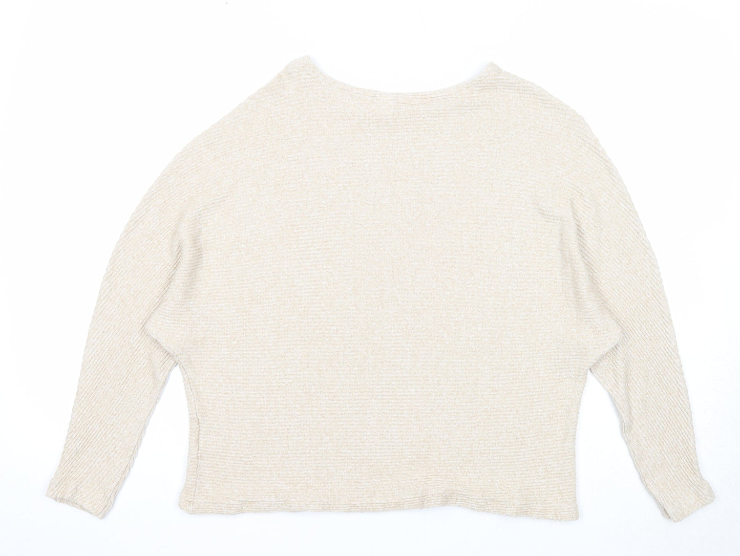 H&M Womens Beige Round Neck Viscose Pullover Jumper Size S
