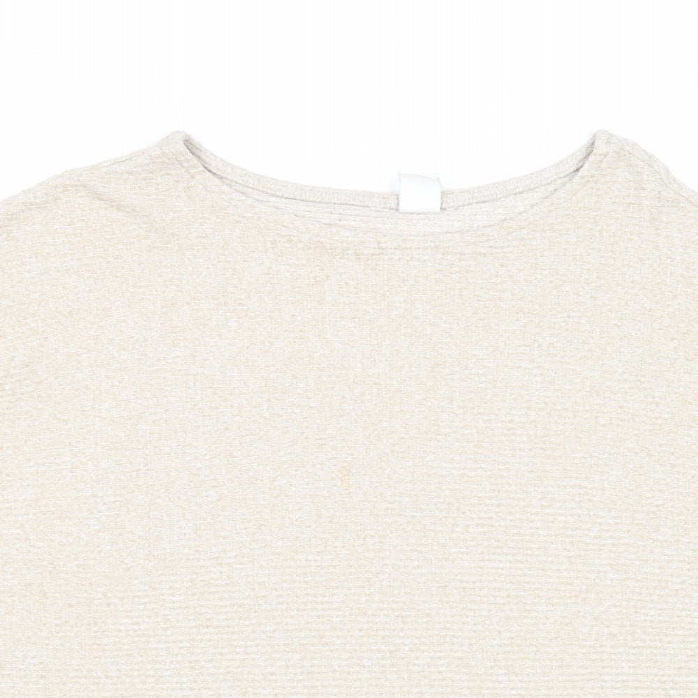 H&M Womens Beige Round Neck Viscose Pullover Jumper Size S