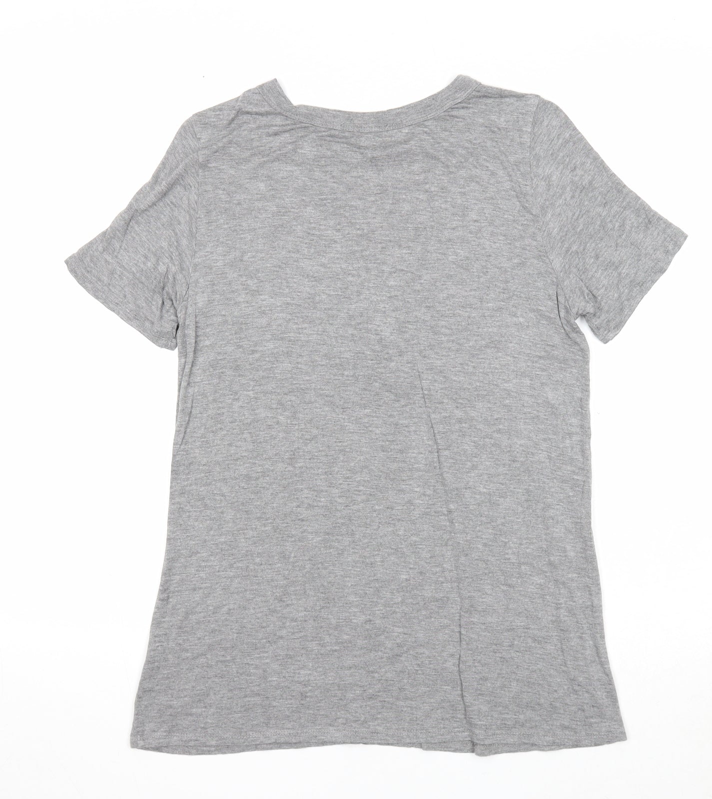 West Coast Love Womens Grey Viscose Basic T-Shirt Size S Round Neck - Lace Up Front