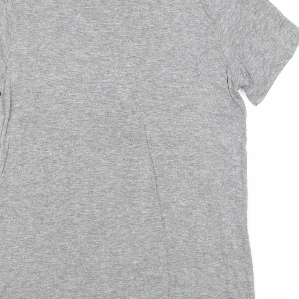 West Coast Love Womens Grey Viscose Basic T-Shirt Size S Round Neck - Lace Up Front