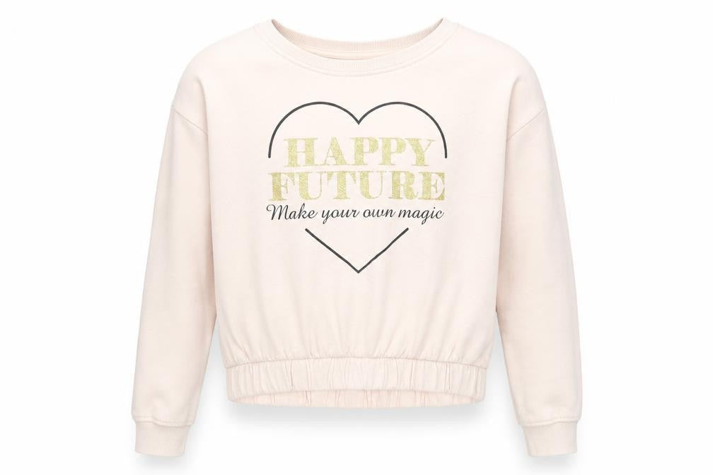 H&M Girls Pink Cotton Pullover Sweatshirt Size 11-12 Years Pullover - Happy Future Make Your Own Magic