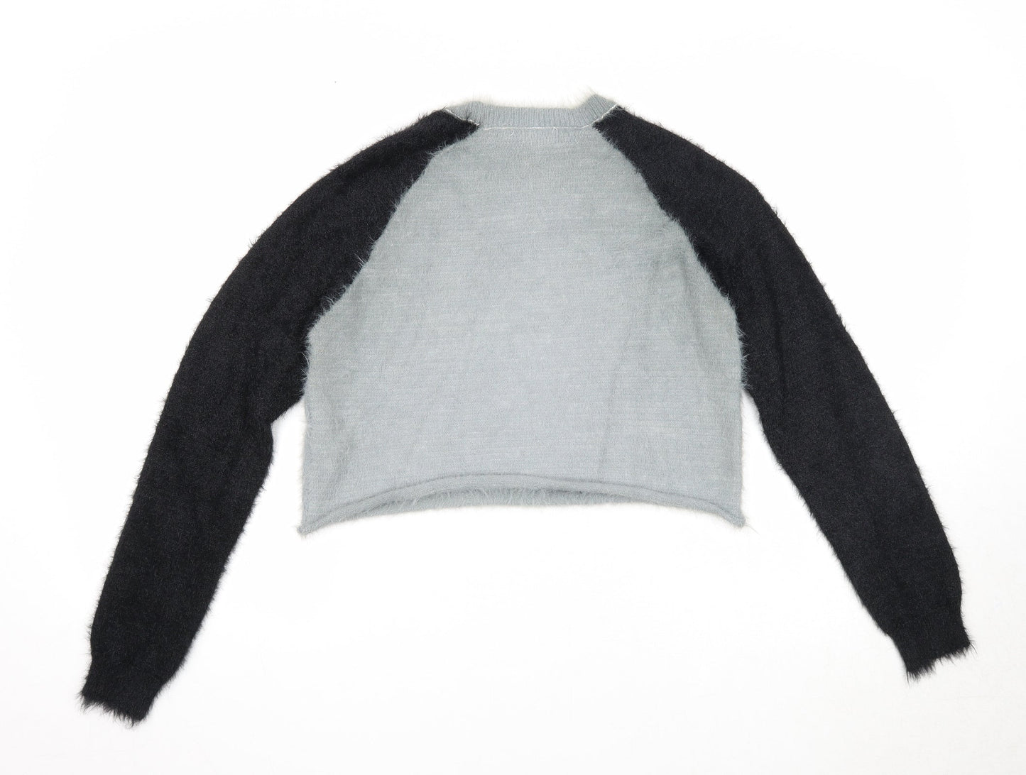 FOREVER 21 Womens Grey Round Neck Polyamide Henley Jumper Size S