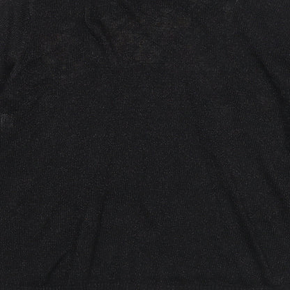 Misumi Womens Black Round Neck Floral Acrylic Pullover Jumper Size M