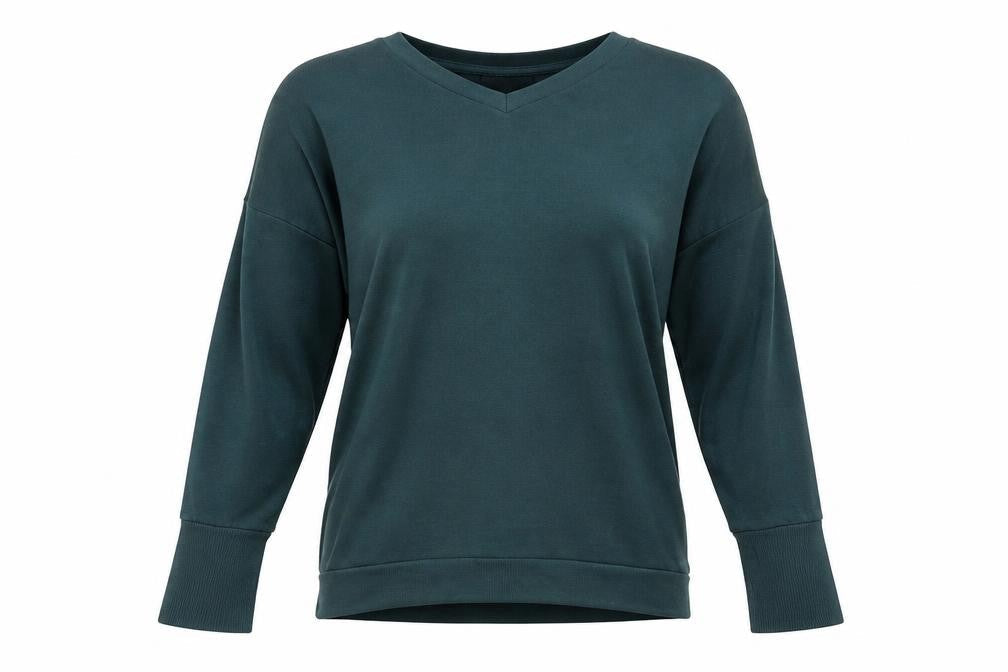 Topshop Womens Green V-Neck Polyester Pullover Jumper Size 6
