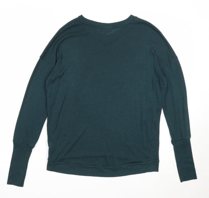 Topshop Womens Green V-Neck Polyester Pullover Jumper Size 6