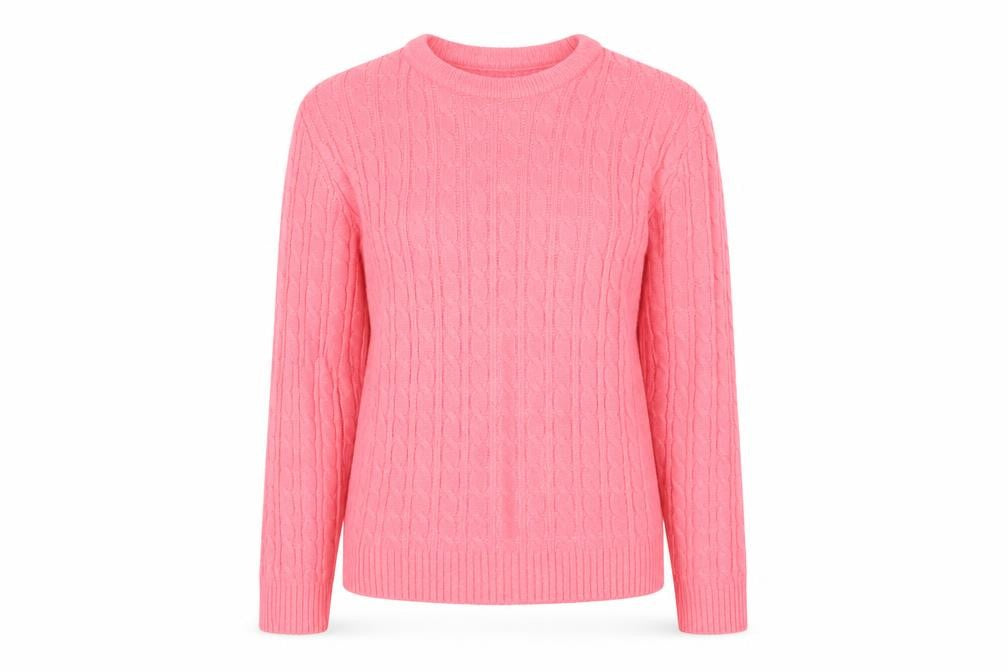 CHIC Womens Pink Round Neck Acrylic Pullover Jumper Size S