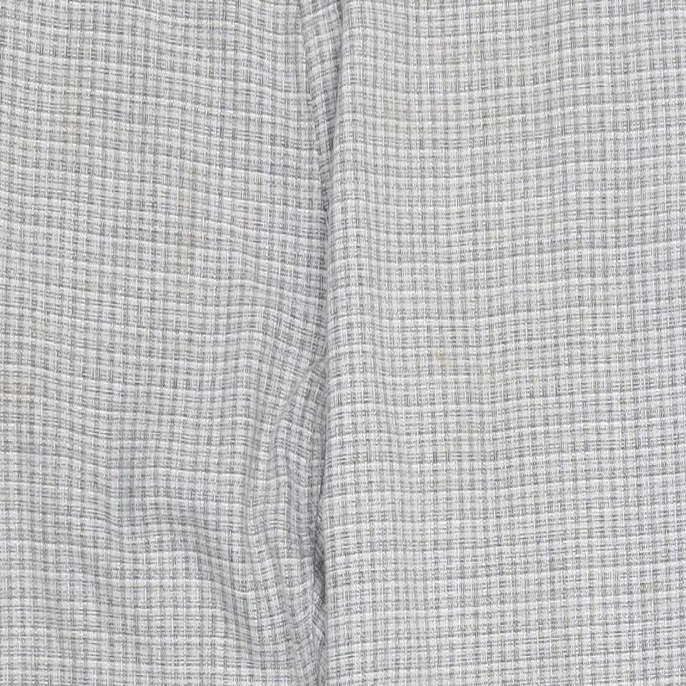 Zara Womens Grey Check Polyester Chino Trousers Size 16 Regular Zip