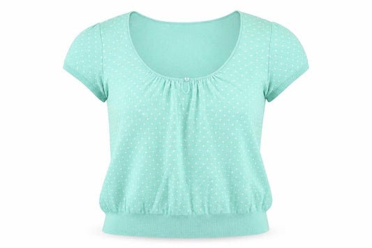 Debenhams Womens Green Scoop Neck Polka Dot Cotton Pullover Jumper Size 16