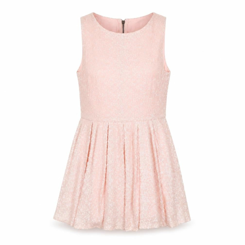 TNFC Womens Pink Polyester Fit & Flare Size M Round Neck Zip