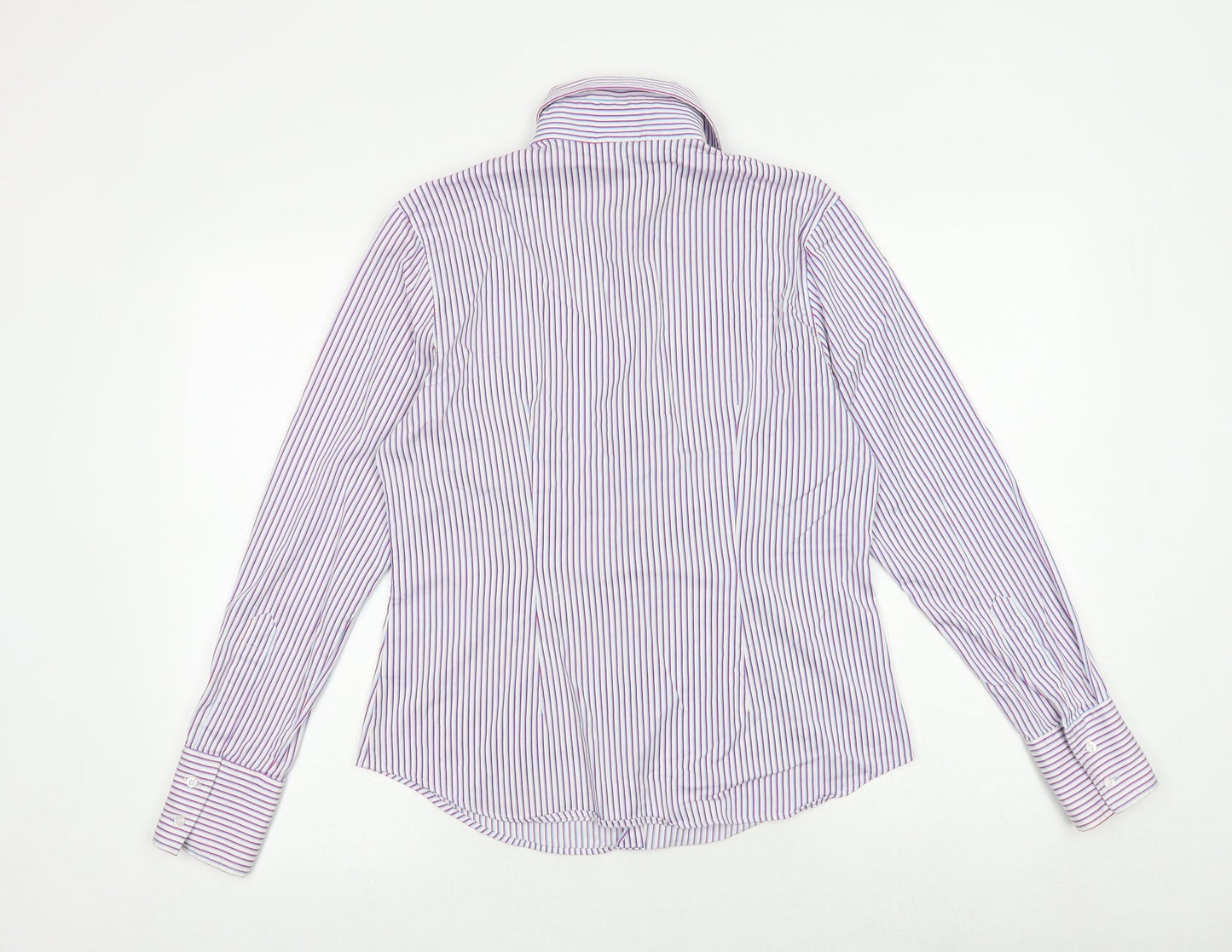 Jermyn Street Womens Multicoloured Striped Cotton Basic Button-Up Size 14 Collared