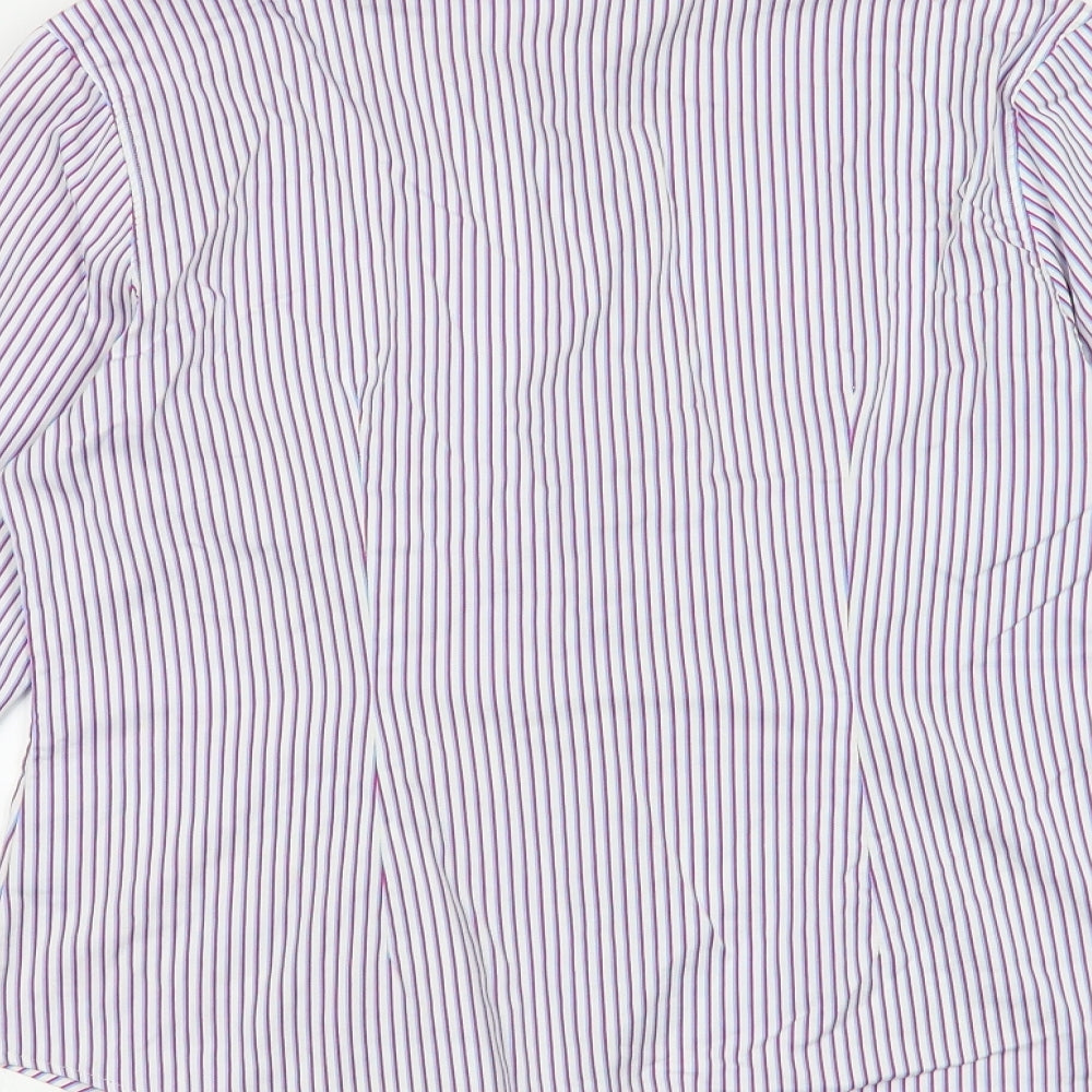 Jermyn Street Womens Multicoloured Striped Cotton Basic Button-Up Size 14 Collared