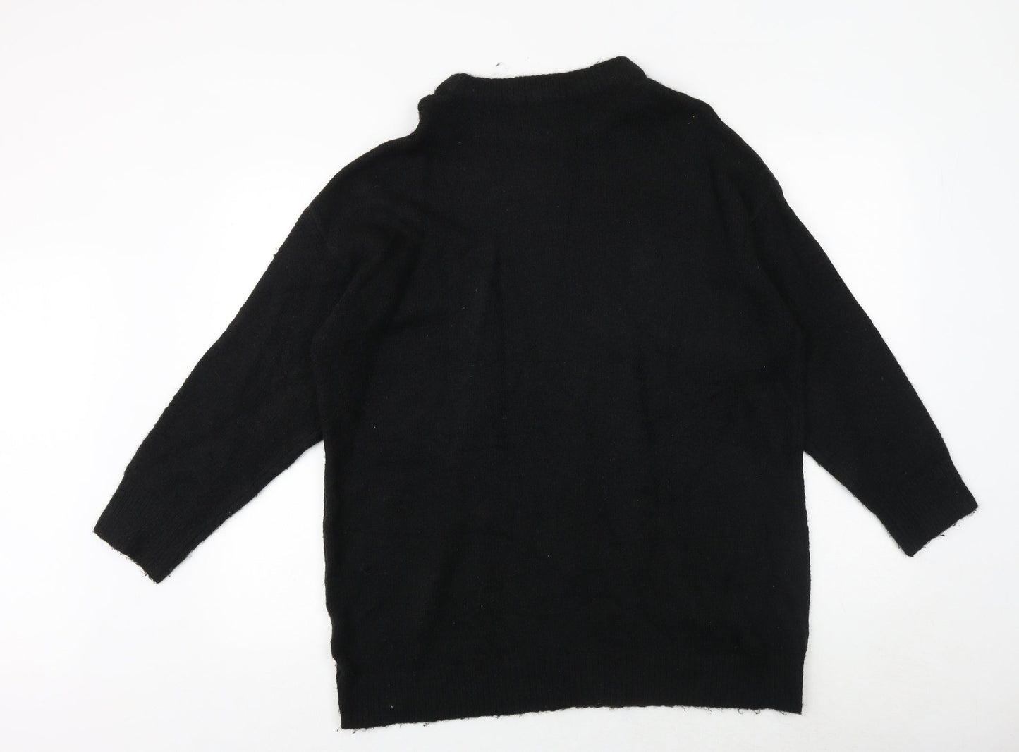 Bershka Womens Black Round Neck Polyester Pullover Jumper Size S