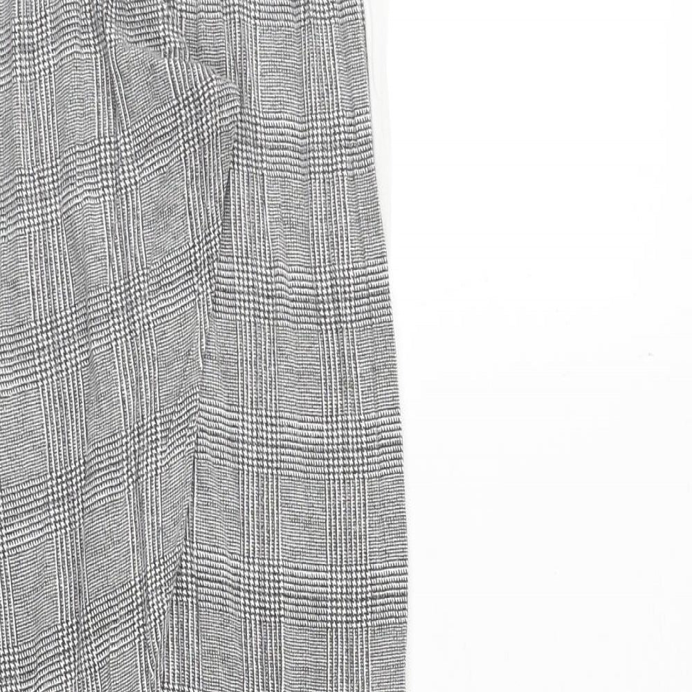 Boohoo Womens Grey Plaid Polyester Jogger Trousers Size 12 Regular - Elastic Waist