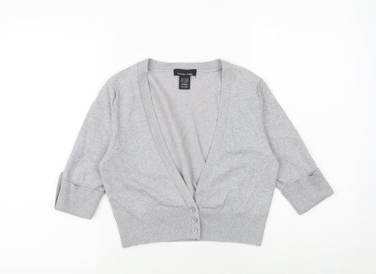 Sweater Project Womens Grey V-Neck Cotton Cardigan Jumper Size M