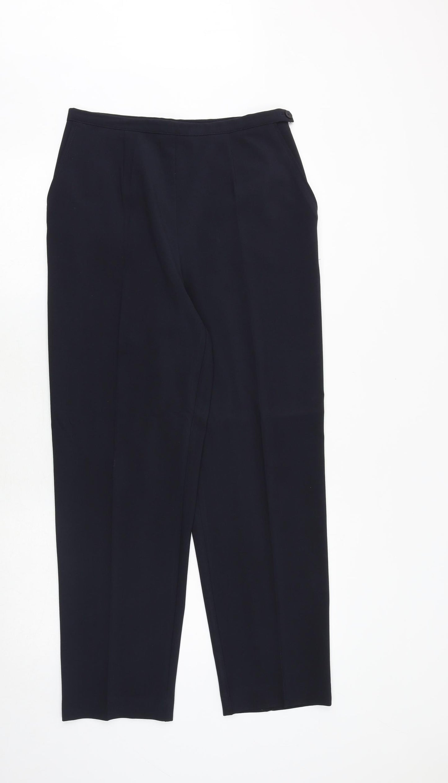 SARAH HAMILTON Womens Blue Polyester Trousers Size 12 Regular Zip