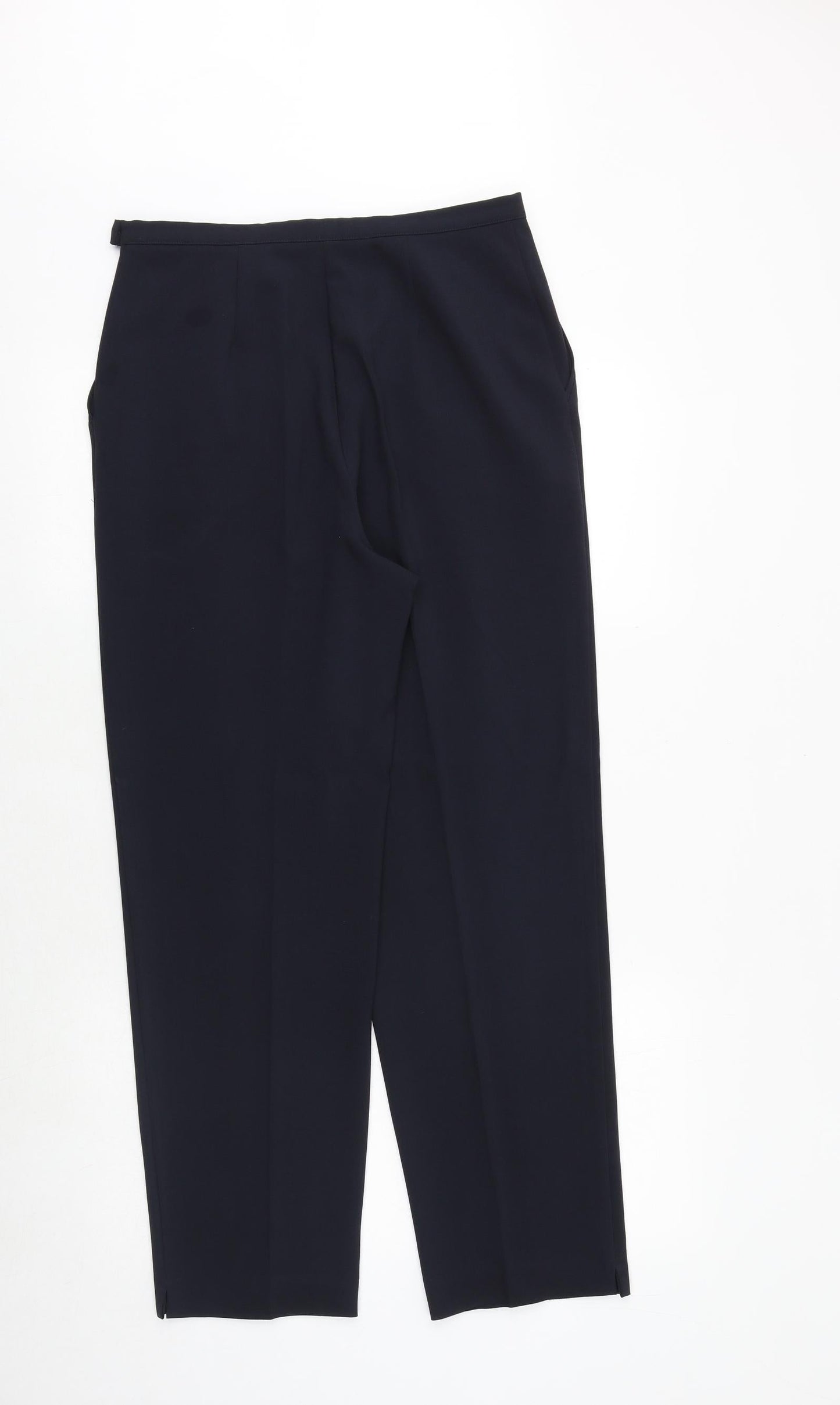 SARAH HAMILTON Womens Blue Polyester Trousers Size 12 Regular Zip