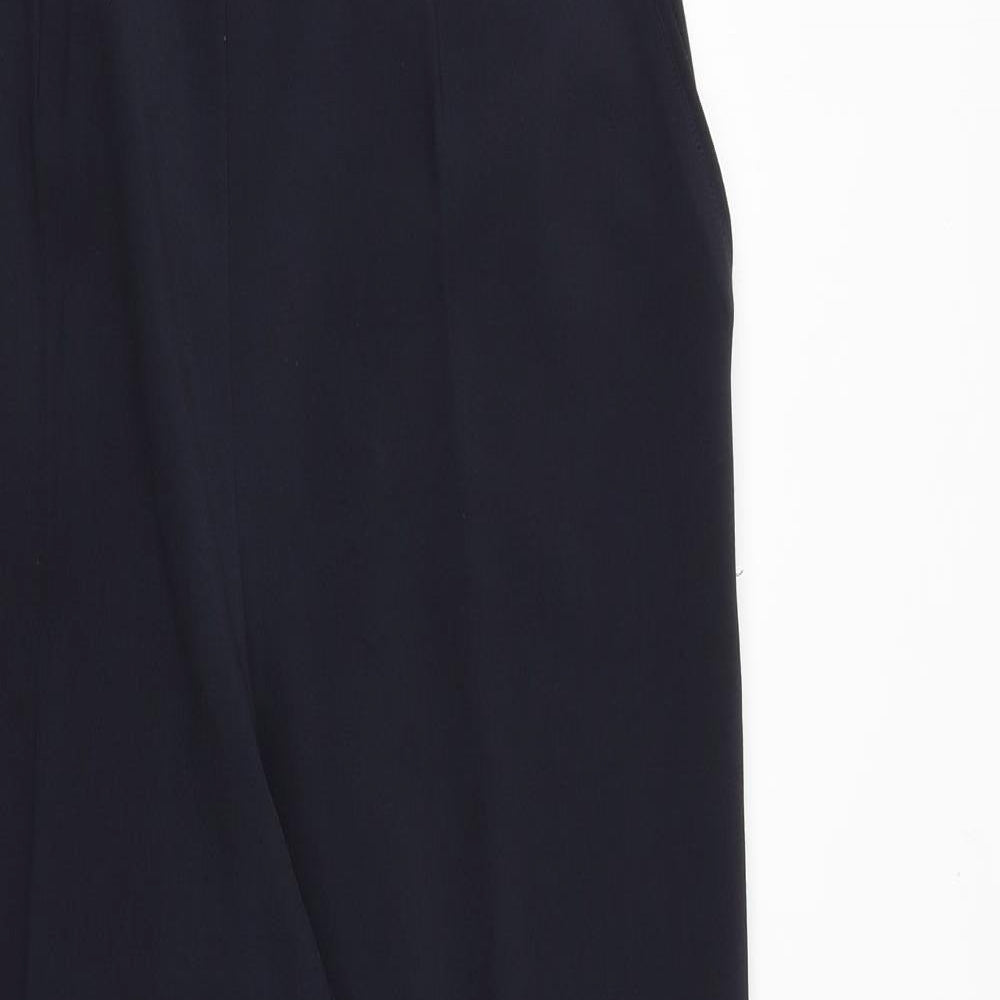 SARAH HAMILTON Womens Blue Polyester Trousers Size 12 Regular Zip