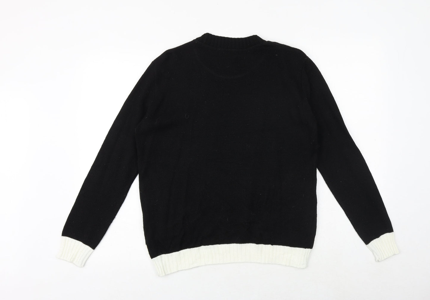 Select Womens Black Round Neck Acrylic Pullover Jumper Size M - Christmas Rudolph